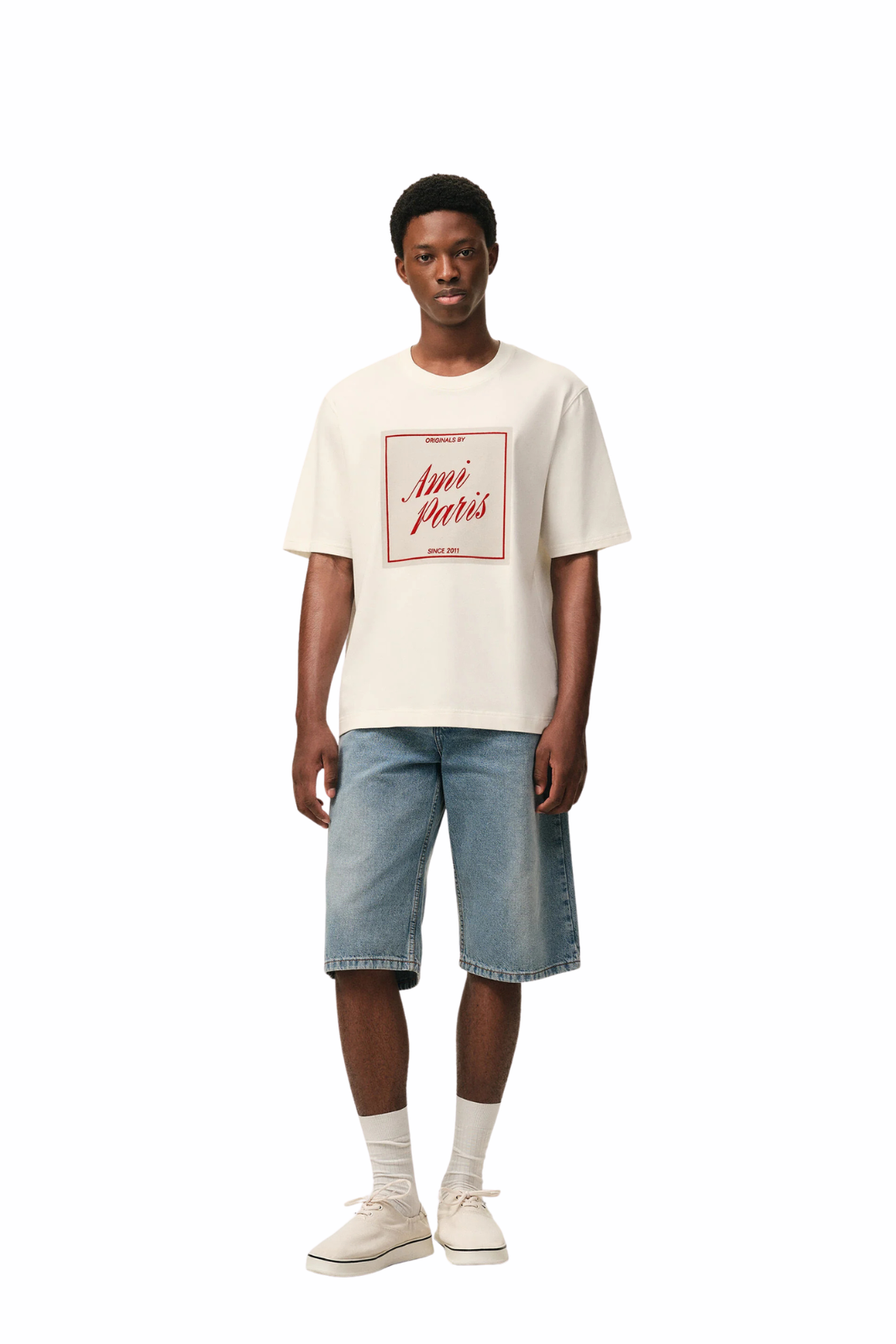 Ami Paris White Cotton Heritage Print T-Shirt