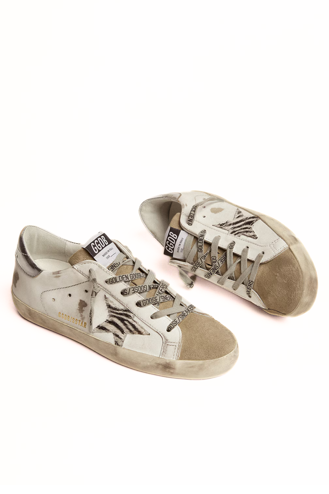 Мъжки кецове Golden Goose Super-Star с велурена звезда и синя лента за ток